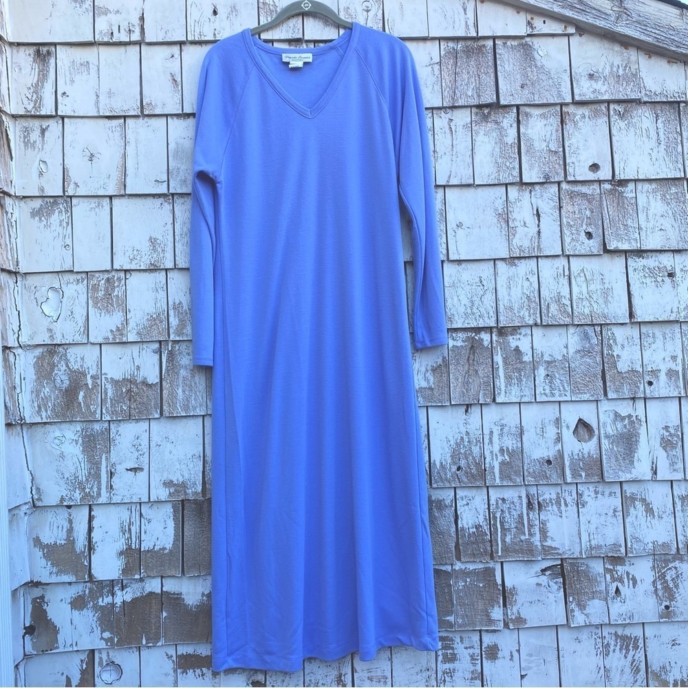 Natori V-Neck long Sleeves Blue Nightgown